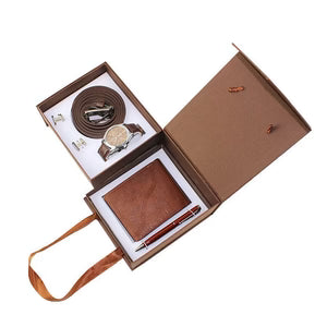 Men’s Luxury Gift Set – ساعة، حزام، محفظة وإكسسوارات رجالية | هدية فاخرة